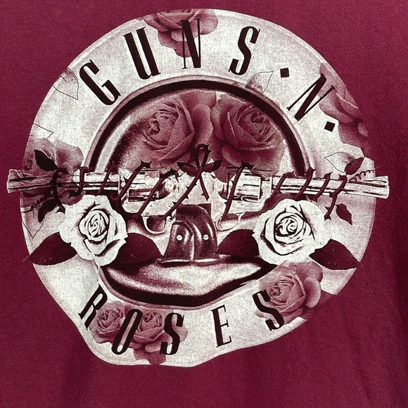 Guns N’ Roses Men's Graphic Band T-Shirt Wine Red Logo Short Sleeve Crewneck M - Picture 3 of 11